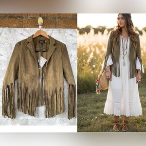 Vakko Suede Fringe Jacket | Boho Chic
Cowgirl Core Bolero | Olive Festival Aesth